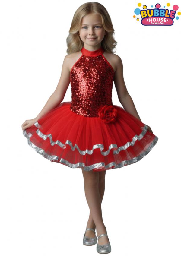 Kırmızı Rose Dans Kostümü