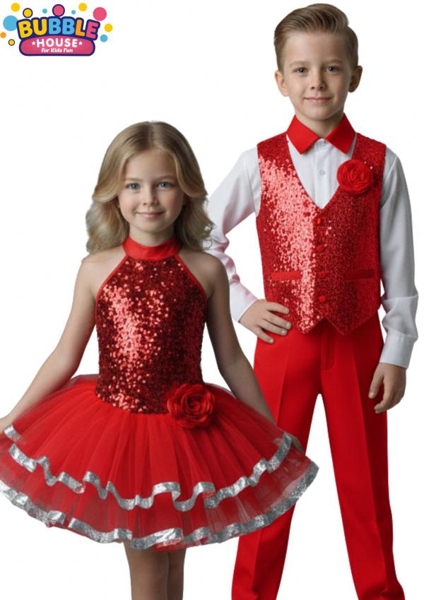 Kırmızı Rose Dans Kostümü