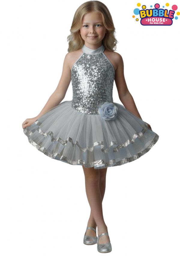 Gümüş Renk Dans Kostüm