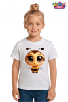 Unisex Arı Bee Baskılı Çocuk Tişört Pamuklu Penye Kumaş