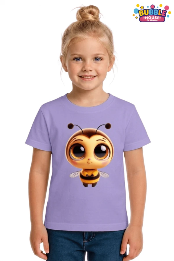Unisex Arı Bee Baskılı Çocuk Tişört Pamuklu Penye Kumaş