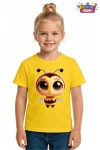 Unisex Arı Bee Baskılı Çocuk Tişört Pamuklu Penye Kumaş
