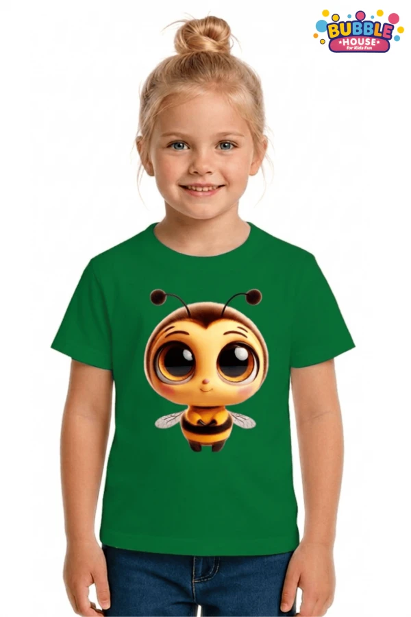 Unisex Arı Bee Baskılı Çocuk Tişört Pamuklu Penye Kumaş