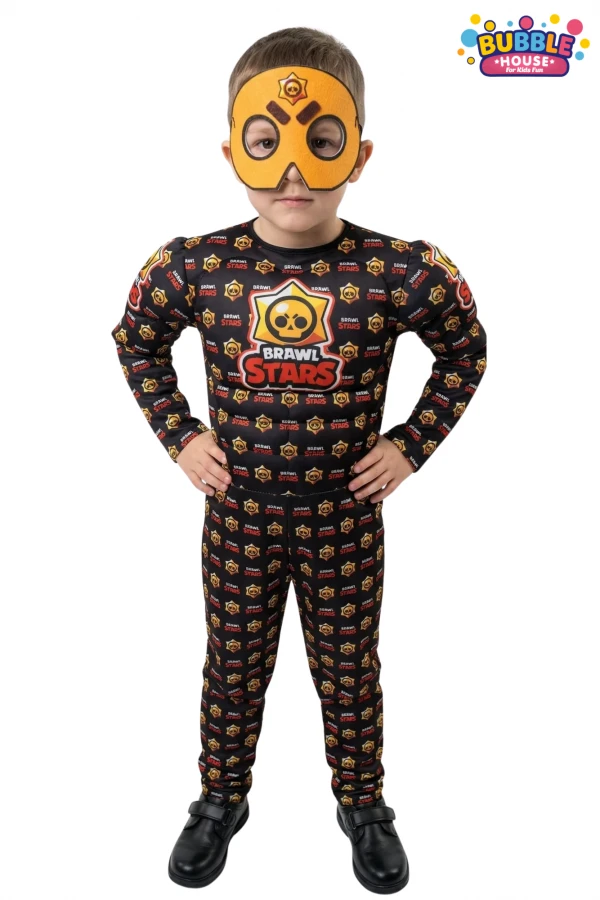 Brawl Stars Kaslı Süper Kahraman Kostüm Maskeli Brawl Stars Çocuk Kostüm Kaslı kostüm