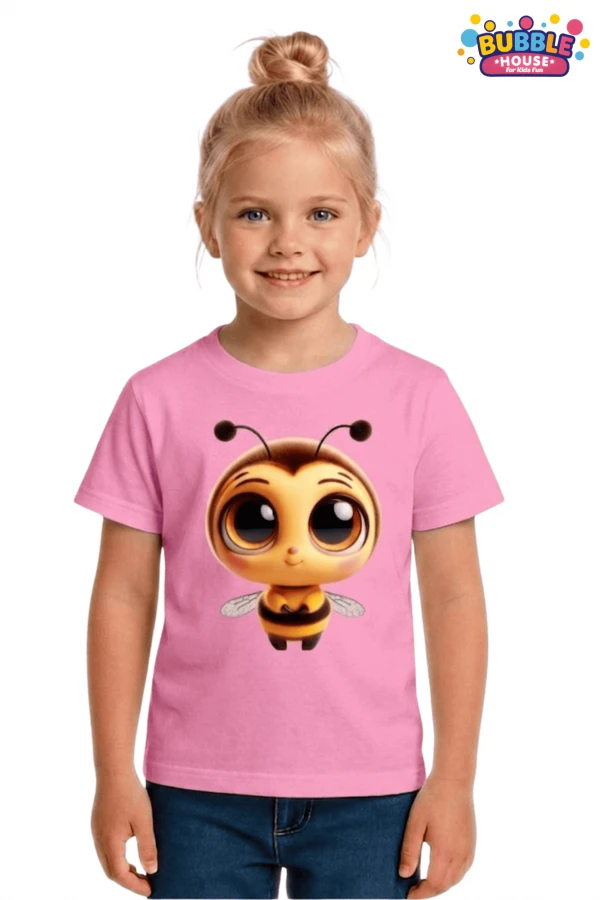 Unisex Arı Bee Baskılı Çocuk Tişört Pamuklu Penye Kumaş