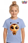 Unisex Arı Bee Baskılı Çocuk Tişört Pamuklu Penye Kumaş