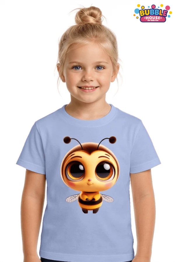 Unisex Arı Bee Baskılı Çocuk Tişört Pamuklu Penye Kumaş